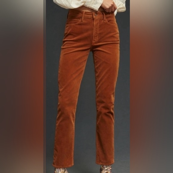 MOTHER Women Hopscotch Brown Corduroy Mid Rise Dazzler Ankle Fray Jeans Size 25 - Picture 2 of 12